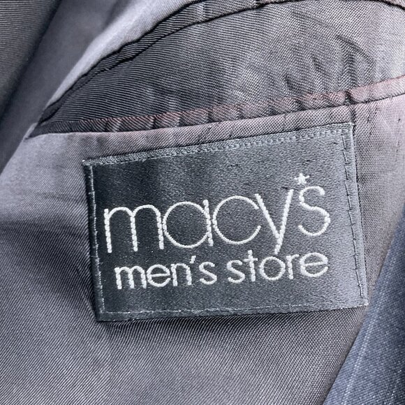 Macys Design Studio Suit Men 44 35Wx28L Gray Stripe Classic‎ Career Wool USA - Picture 10 of 16